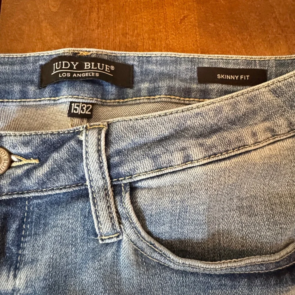 Judy Blue Skinny Jeans Womens 15/32 Light Blue Excellent‎ Distressed High Rise